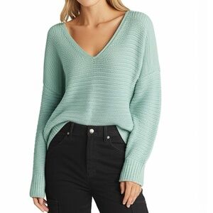 Rachel Zoe Los Angeles NY Knitted Sweater V neck Sage Green Womens Sz Large